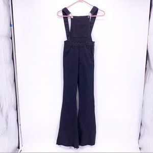 Fashion Nova Black Flare Leg Raw Hem Overalls